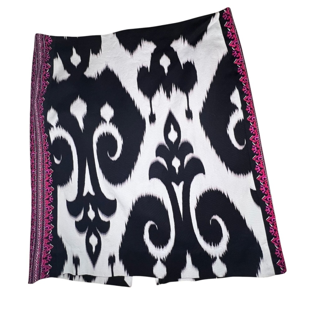 White House Black Market Women Instantly Slimming Black Ikat Pencil Skirt Size 8
